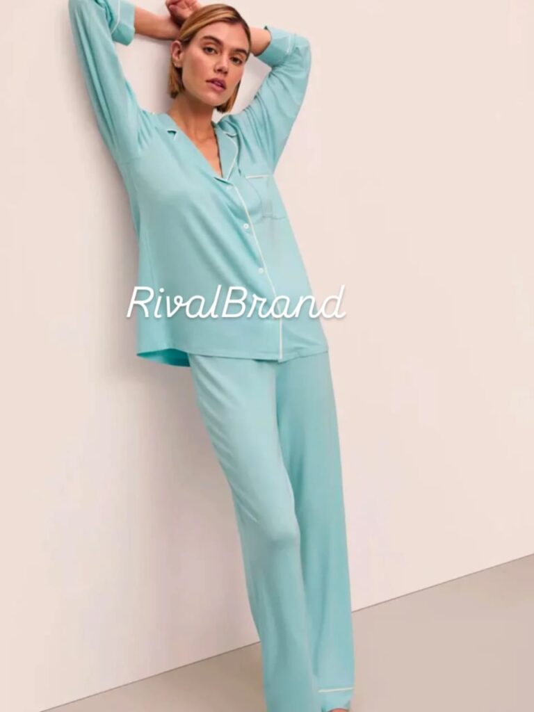 بيجامة حريمي زراير كم Primark -لون اكوا