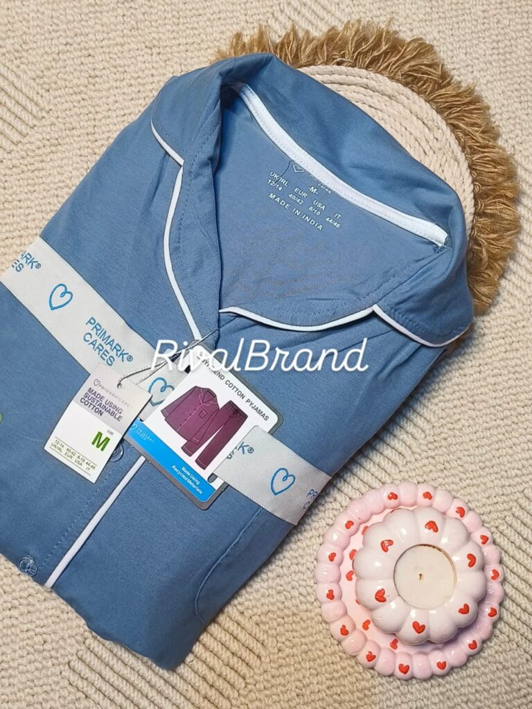 بيجامة حريمي زراير كم Primark -لون بترولي