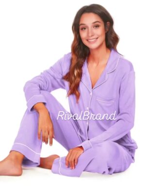 بيجامة حريمي زراير كم Primark -لون لافندر