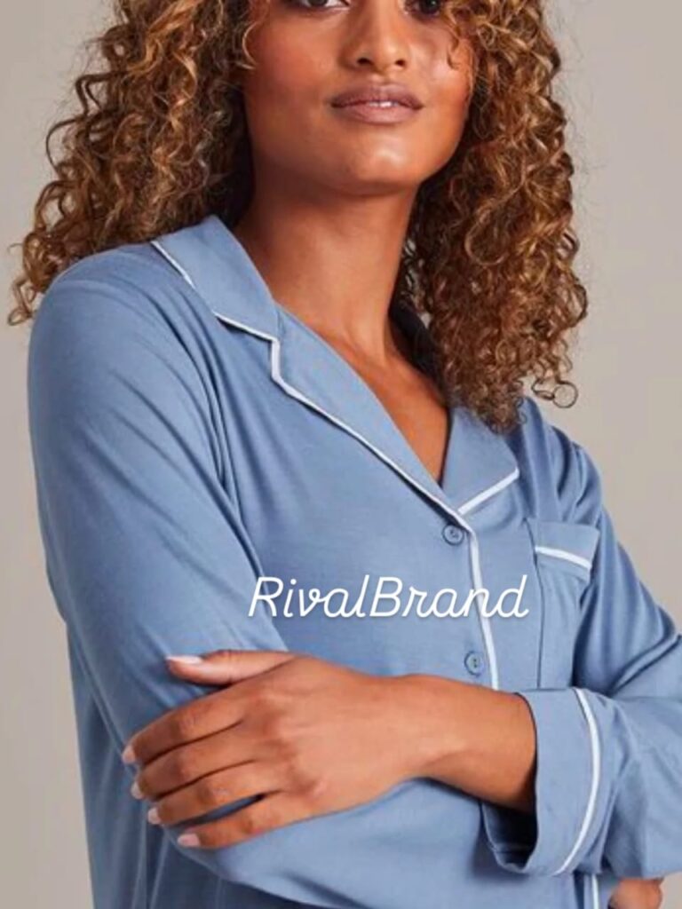 بيجامة حريمي زراير كم Primark -لون موف تركواز